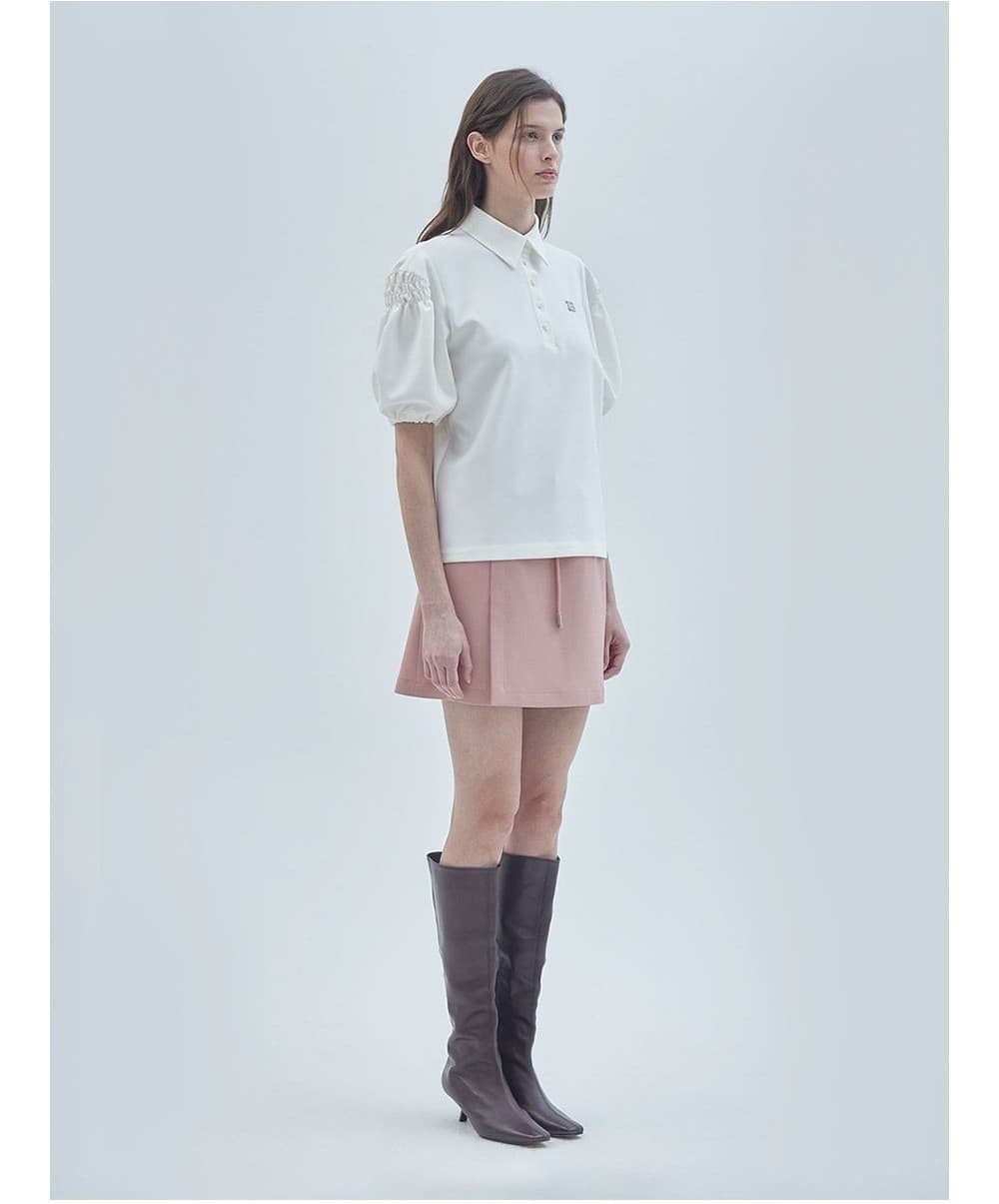 Signature Symbol Puff-Sleeve T-Shirt Ivory — vue 3