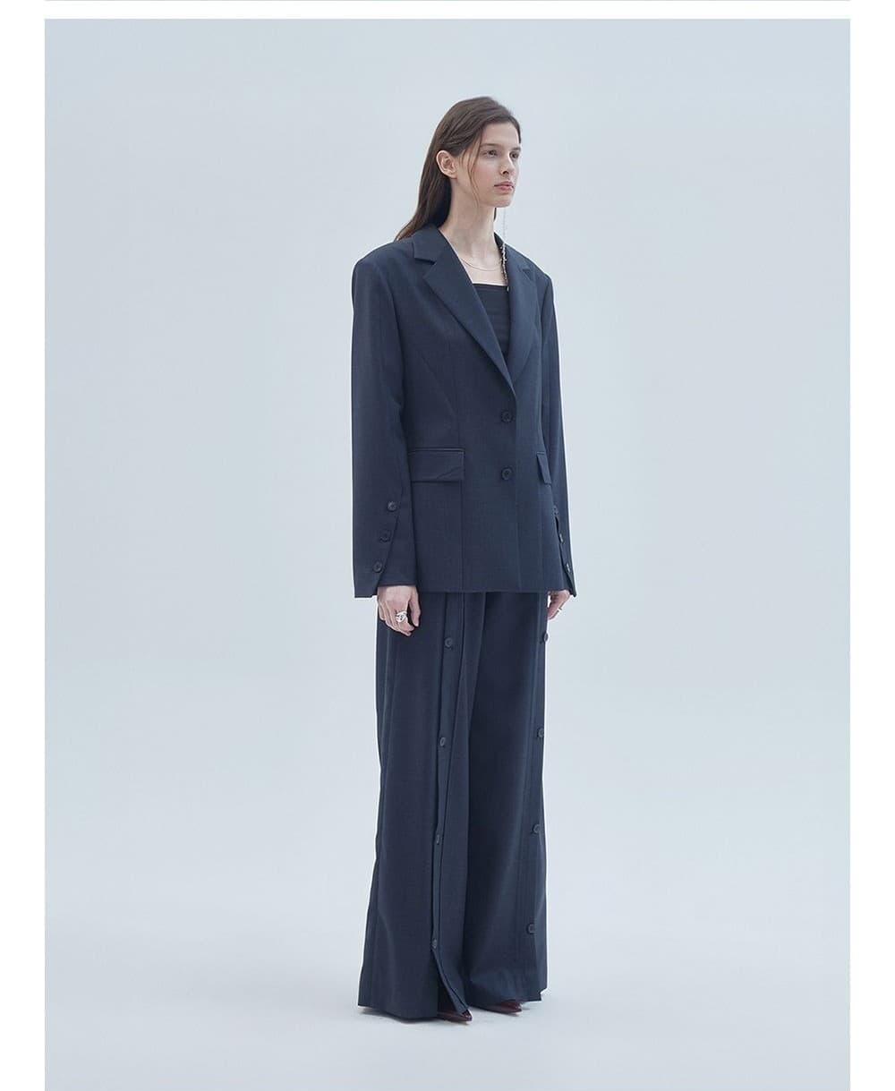 Diagonal Detail Overfit Single Blazer Charcoal — vue 3