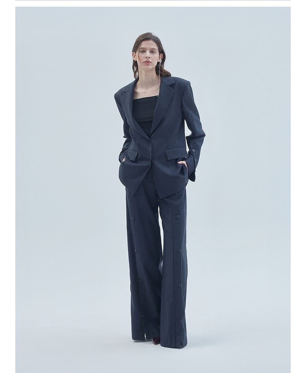 Diagonal Detail Overfit Single Blazer Charcoal — vue 4