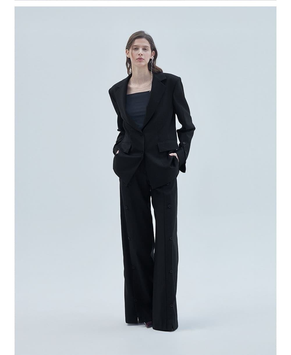 Diagonal Detail Overfit Single Blazer Black — vue 4