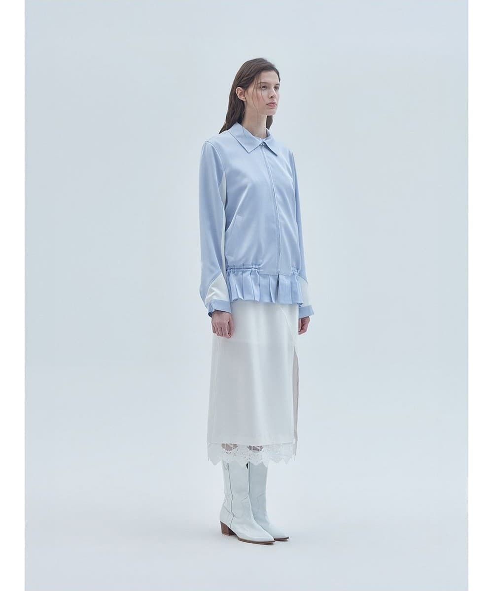Mini Pleats Block Zip-Up Jacket Sky Blue — vue 3
