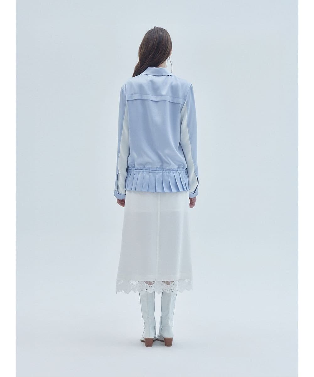 Mini Pleats Block Zip-Up Jacket Sky Blue — vue 4