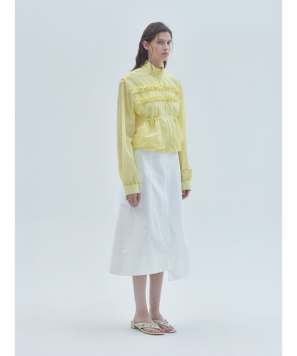 Two-Line Frill Zip-Up Jumper Yellow — vue 3