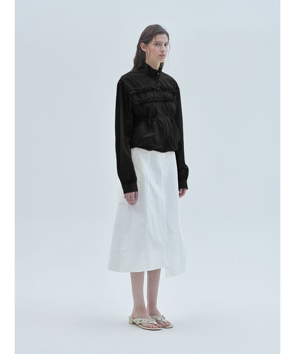 Two-Line Frill Zip-Up Jumper Black — vue 3