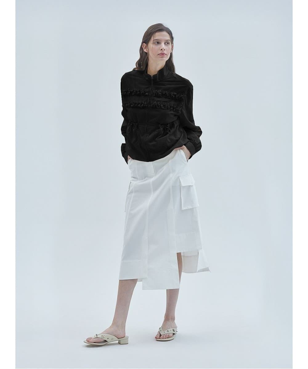 Two-Line Frill Zip-Up Jumper Black — vue 5