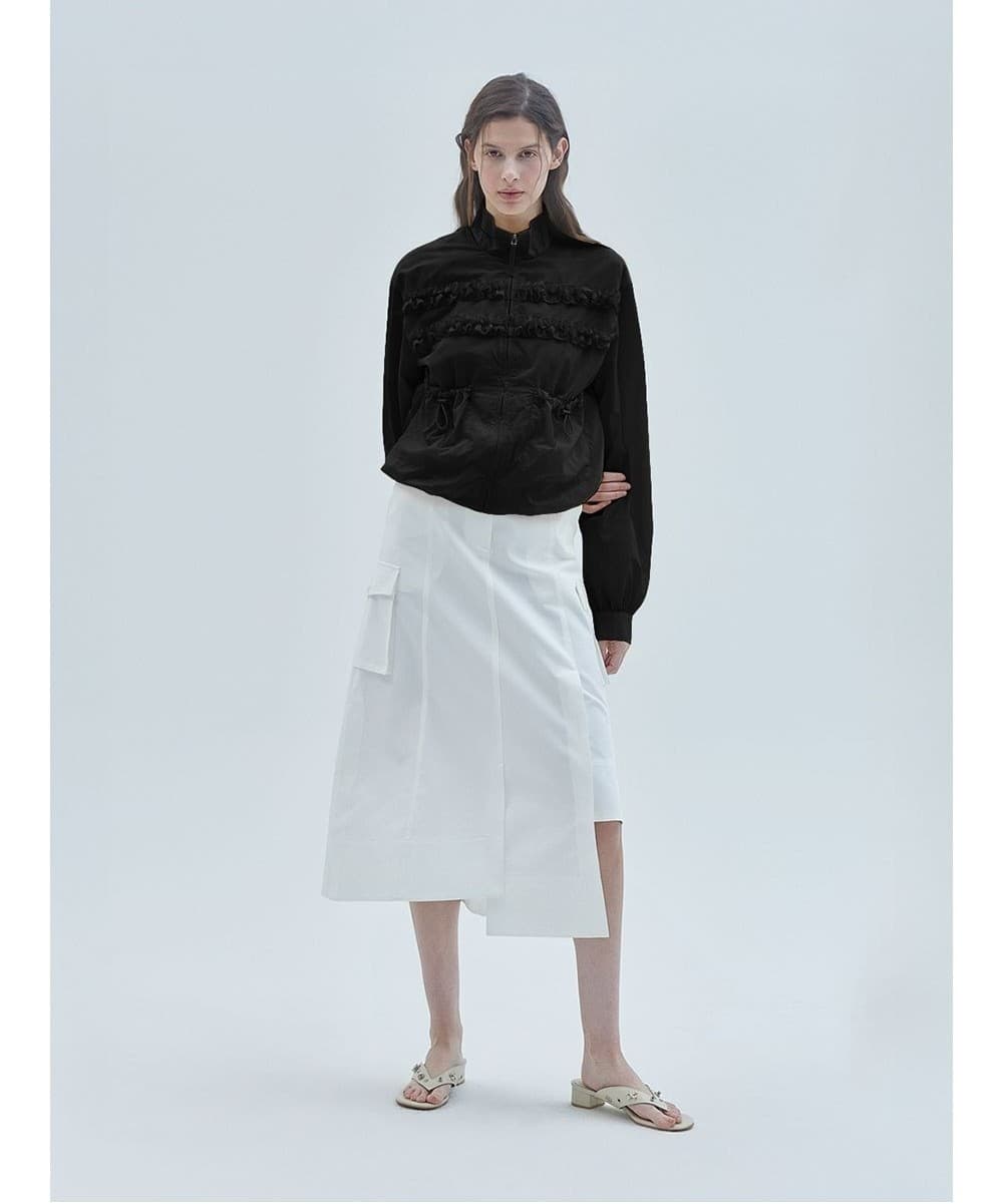 Two-Line Frill Zip-Up Jumper Black — vue 6