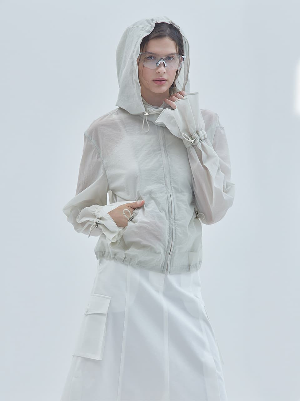 Flare Cuffs Windbreaker Beige