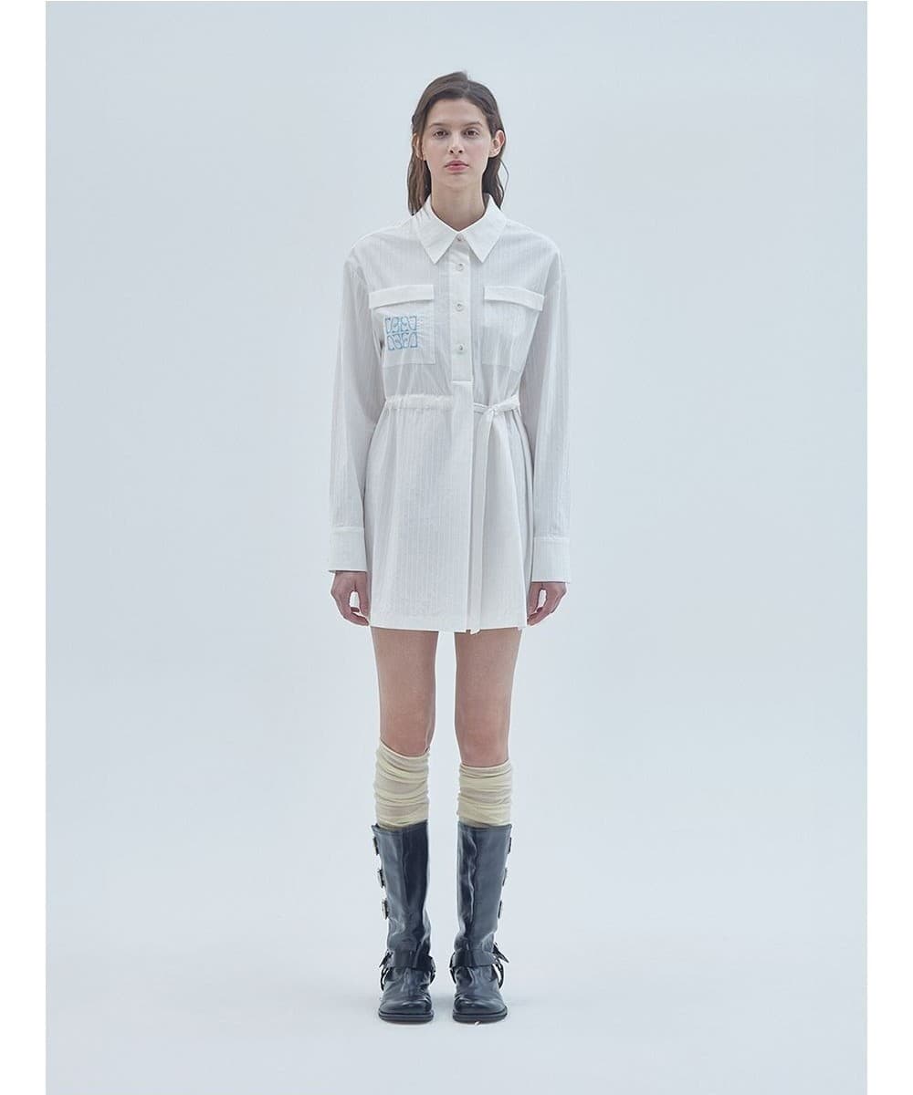 Signature Symbol Embroidered Mini Dress White — vue 2