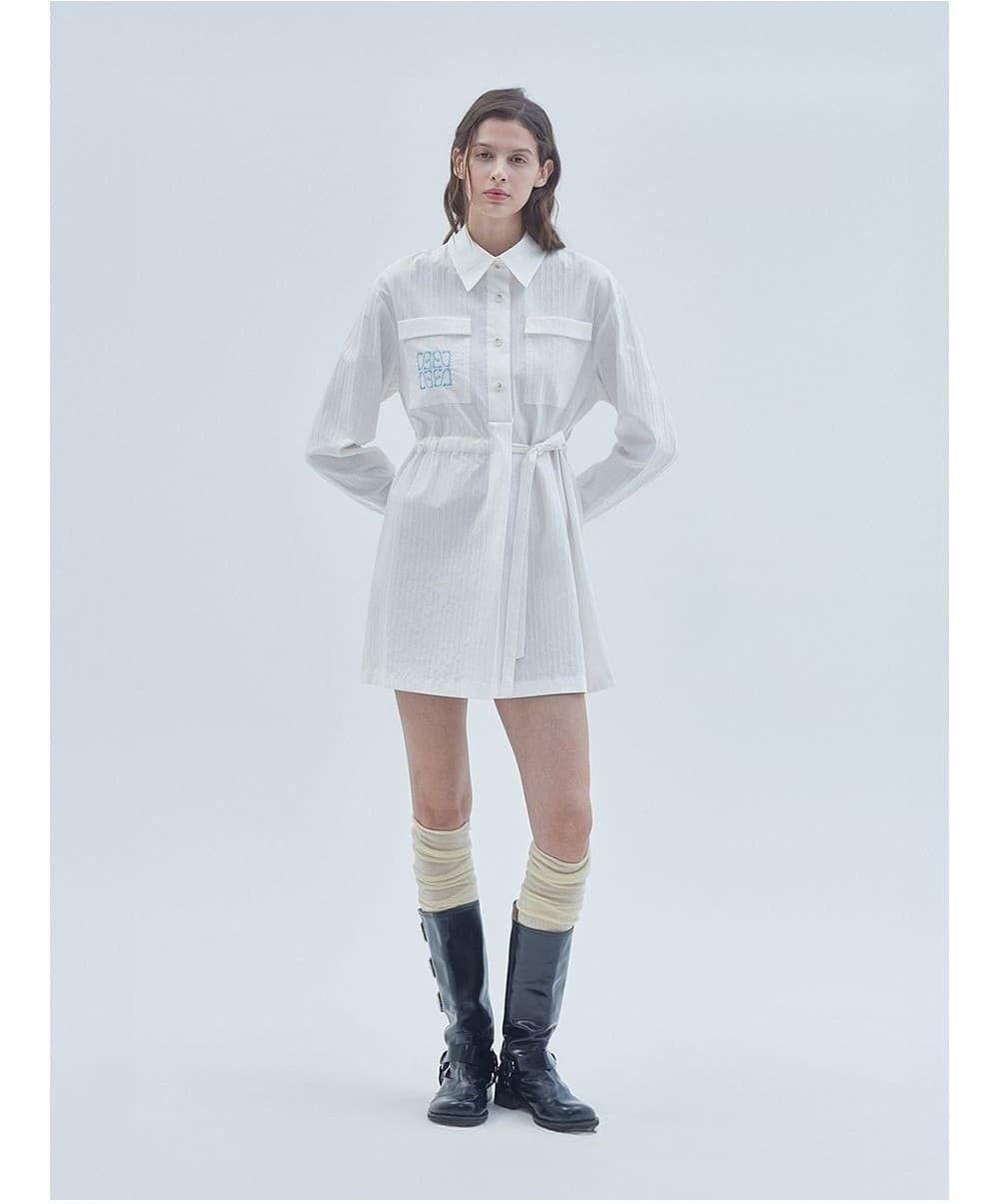 Signature Symbol Embroidered Mini Dress White — vue 5