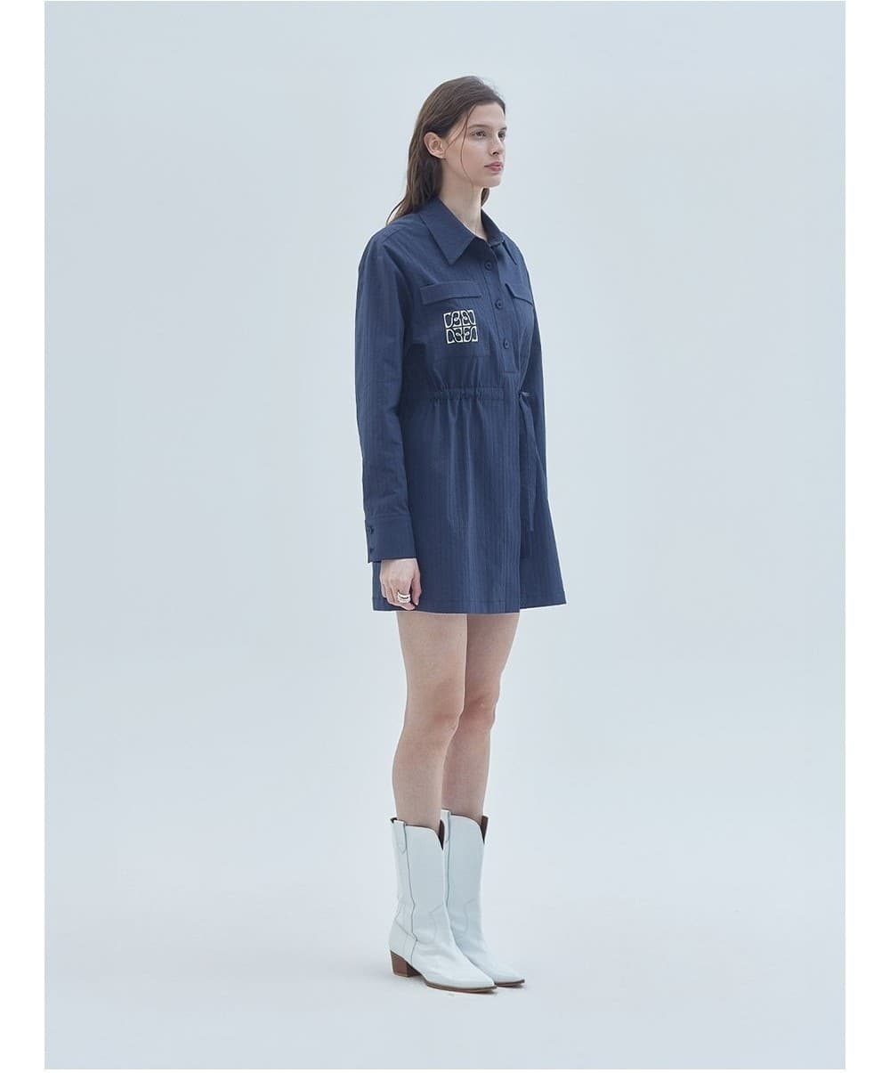 Signature Symbol Embroidered Mini Dress Navy — vue 3