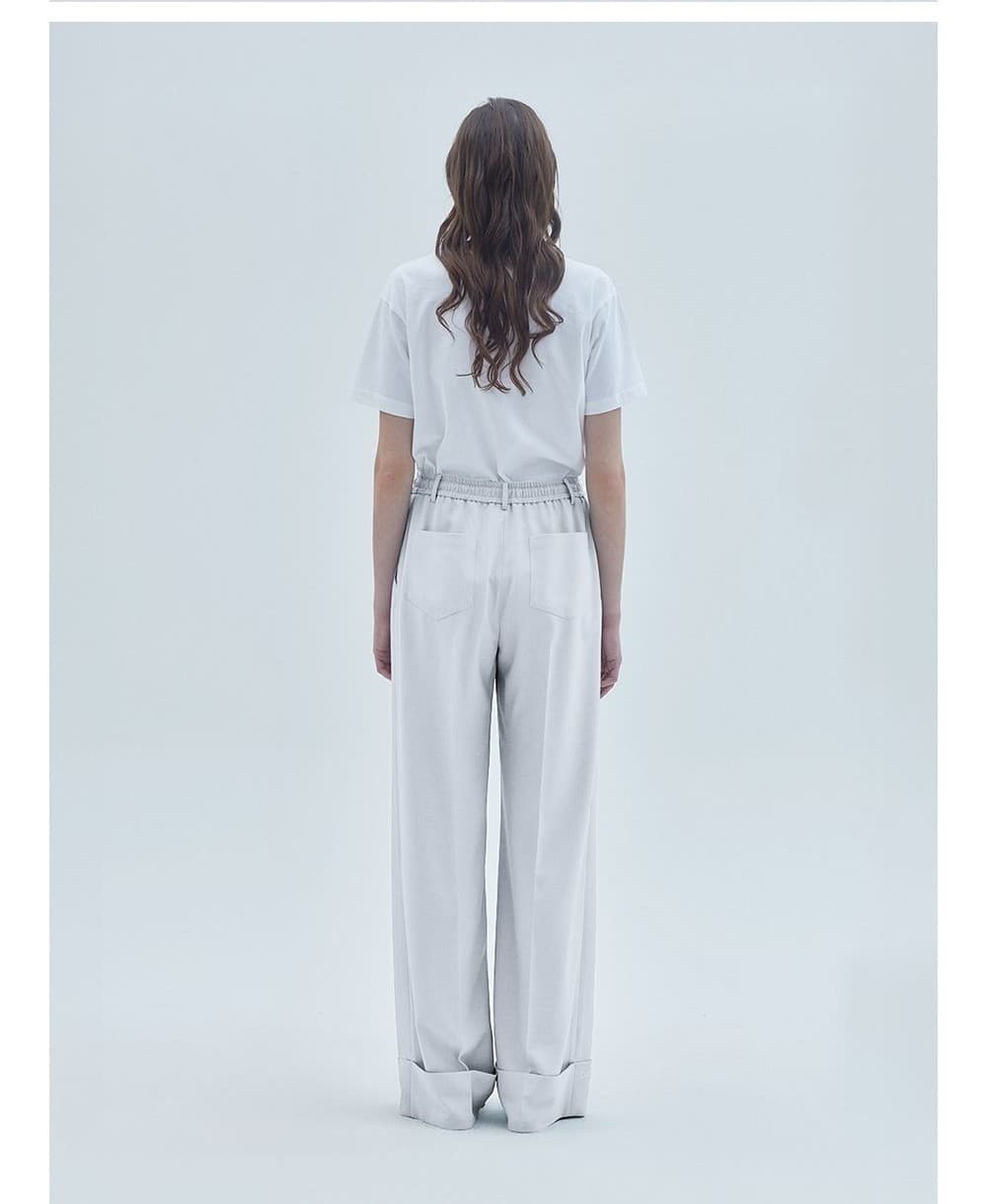 Believe Logo Roll-Up Banded Wide Slacks White — vue 4