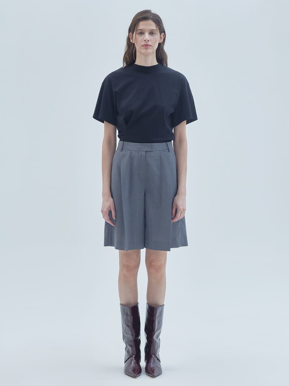Wing Wide Bermuda Pants Grey