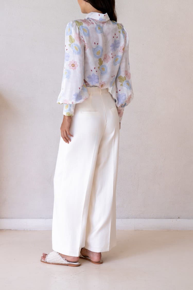 Skye Cream Wide-leg Bamboo Pants — vue 6