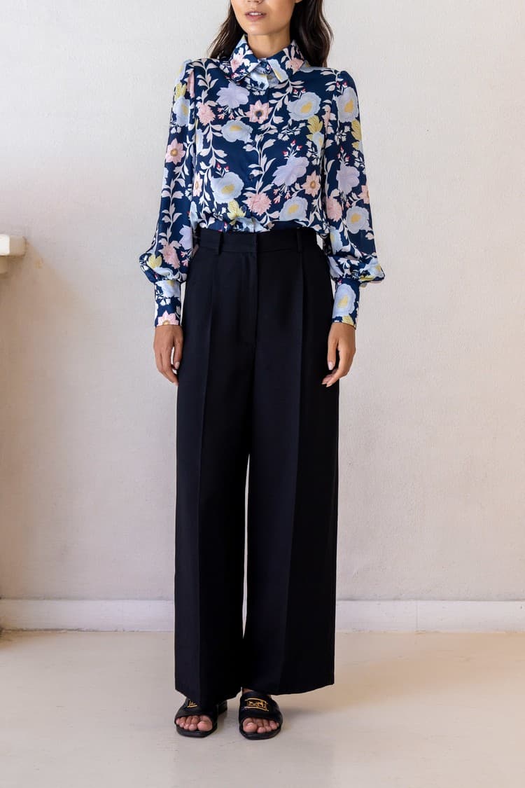 Skye Black Wide-leg Bamboo Pants — vue 3