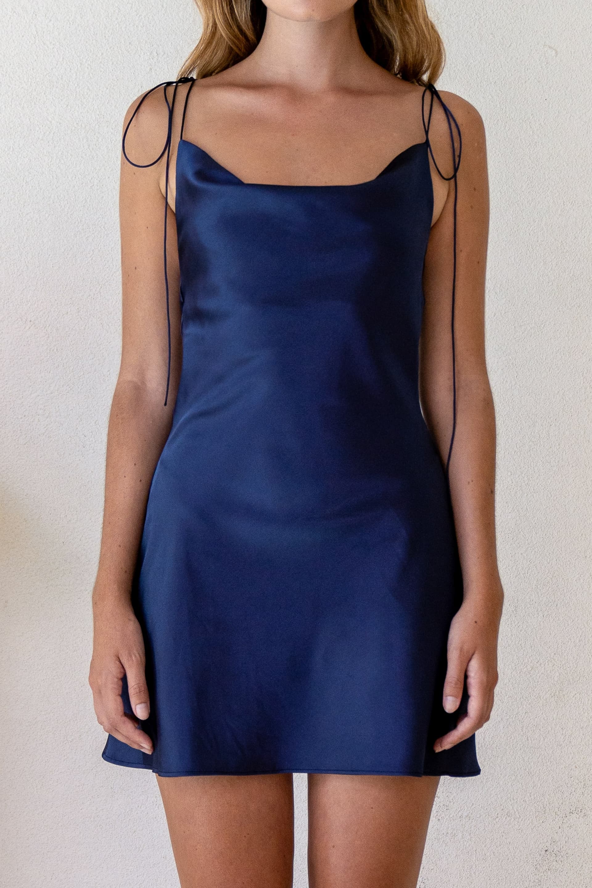 Bailey Navy Satin Slip Dress