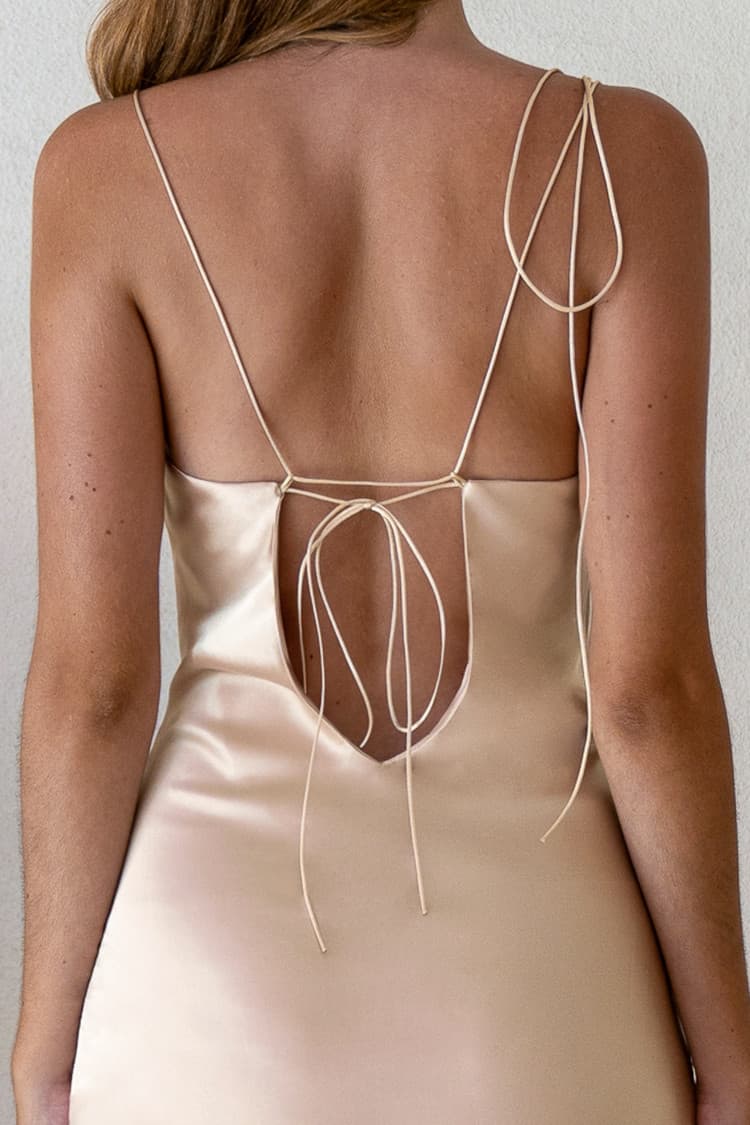 Kristen Gold Satin Slip Dress — vue 7