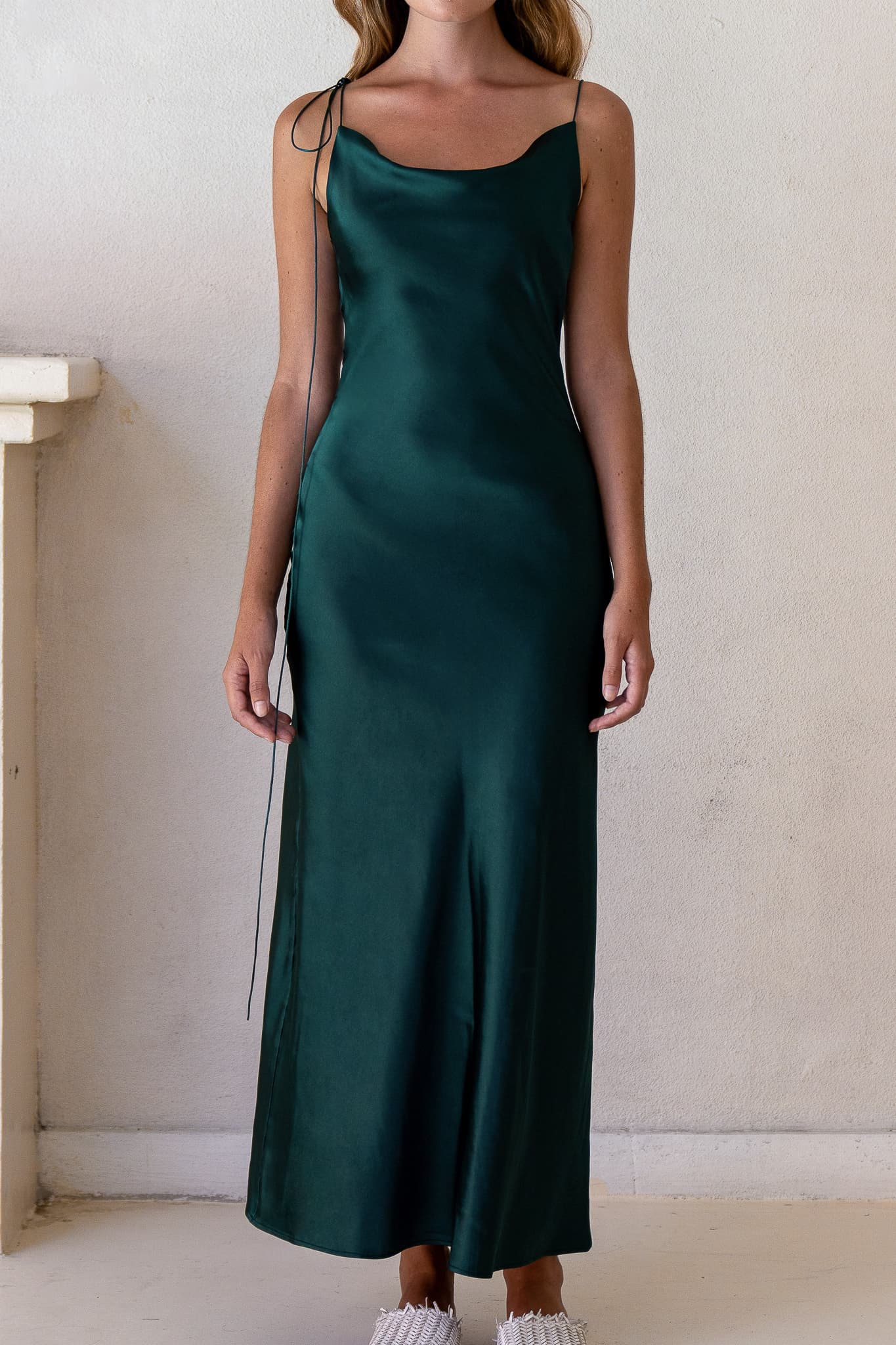 Kristen Green Satin Slip Dress
