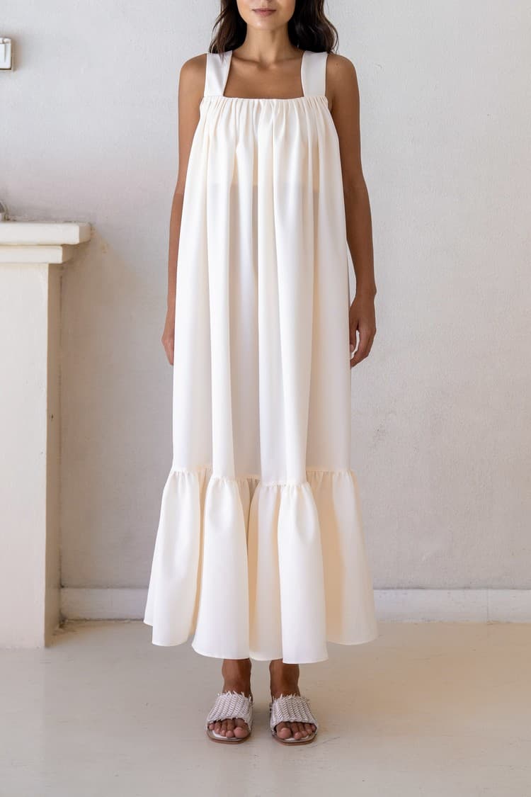 Daphne Cream Tie-back Maxi Dress — vue 3