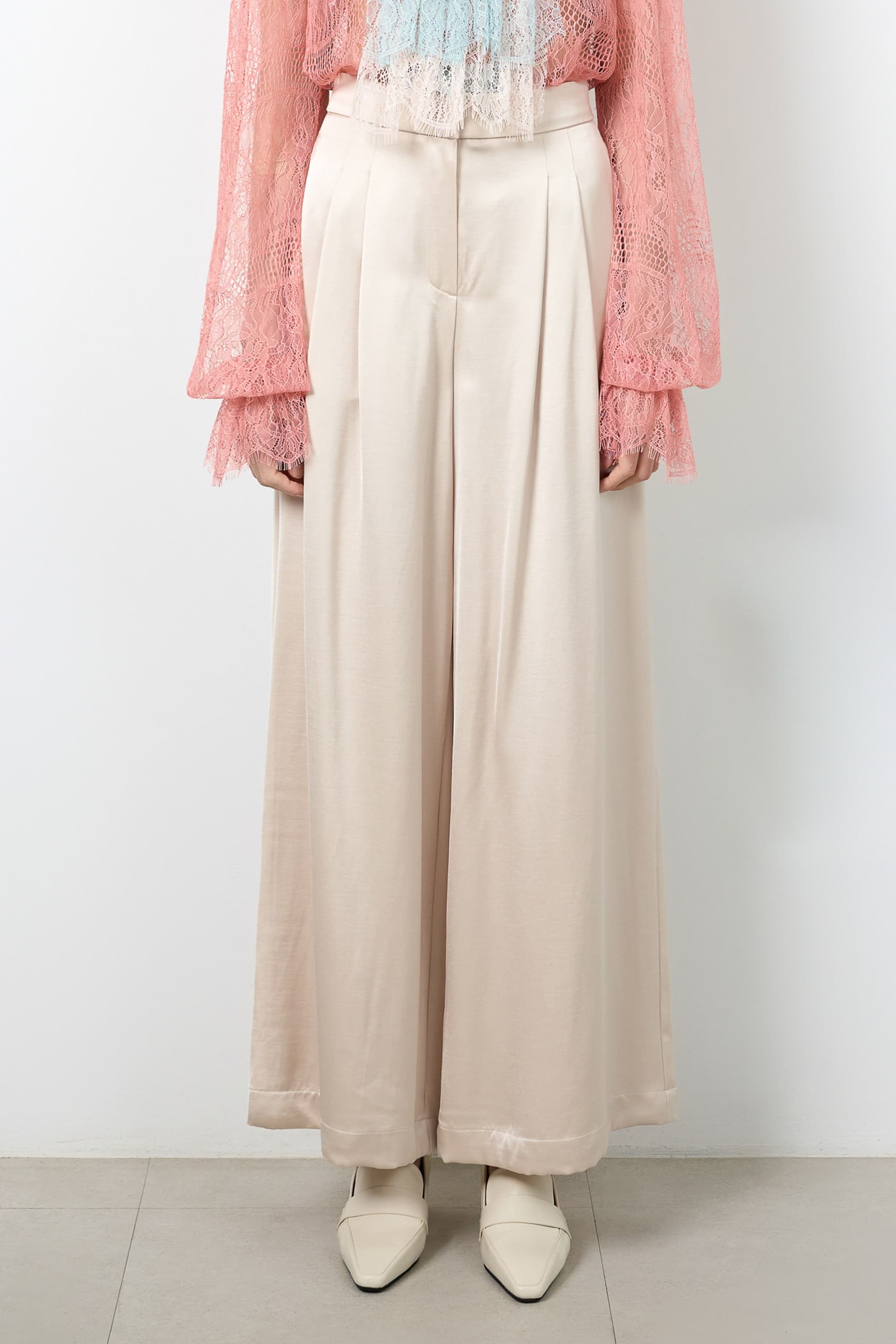 Belle Beige Wide-leg Pants
