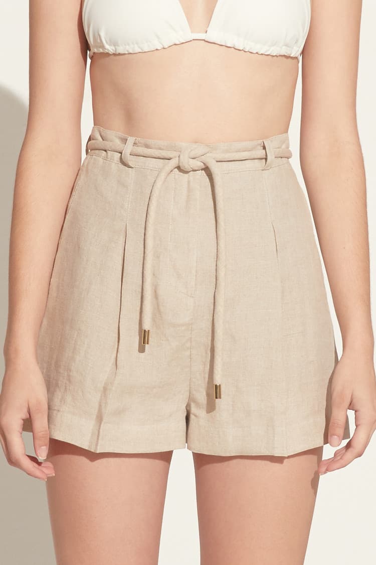 Alexis Beige High-rise Linen Shorts — vue 2