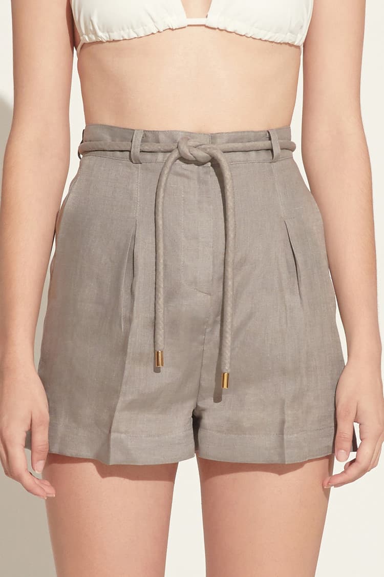 Alexis Gray High-rise Linen Shorts — vue 1