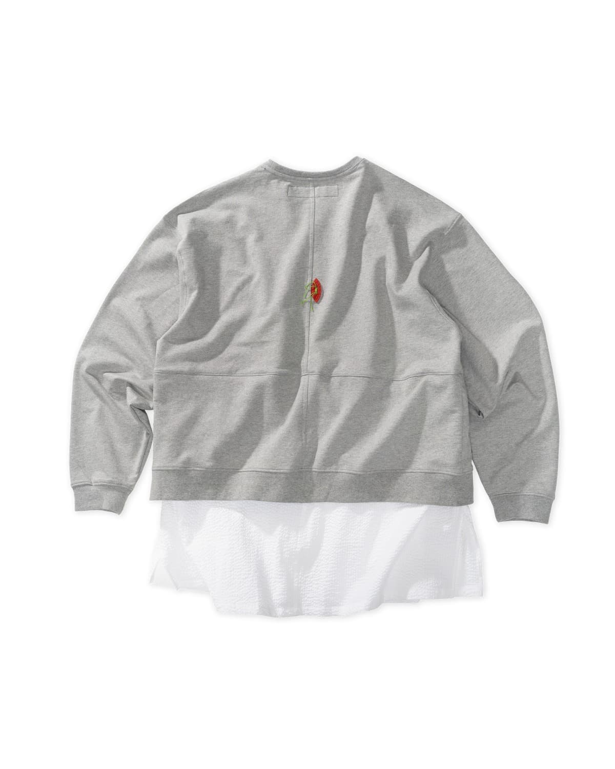 Stripe Lining Point Half Woven Sweatshirt (Gray)