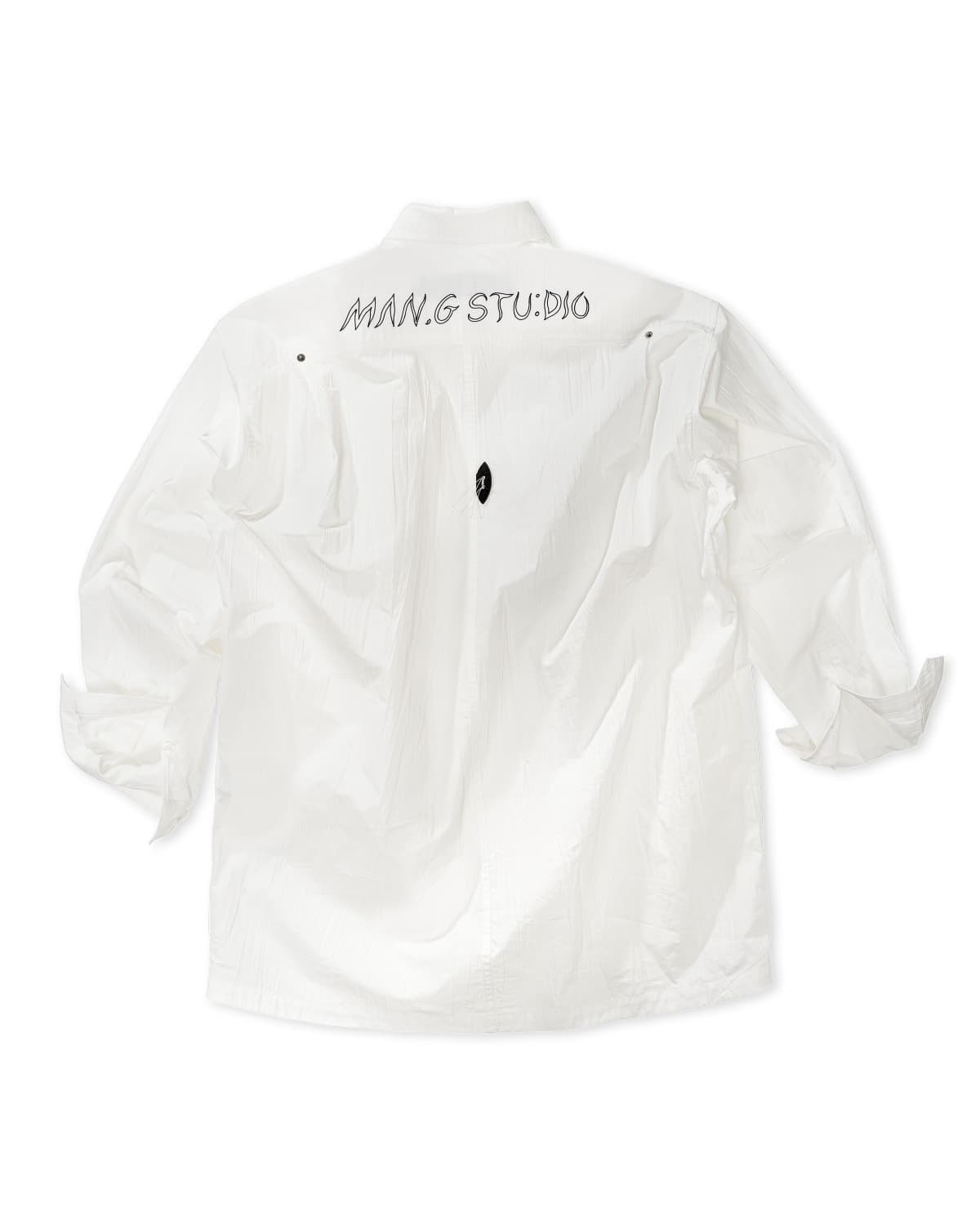 Pleated Signature Out-Pocket Shirt (White)