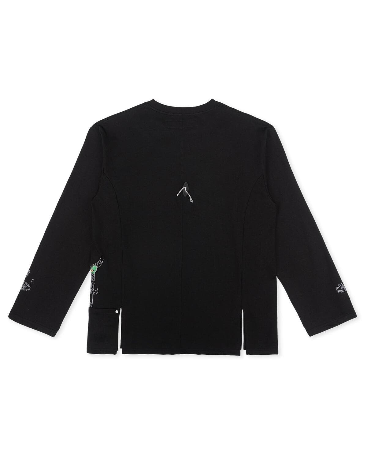 Pocket Point Slit Long Sleeve T-Shirt (Black) — vue 5