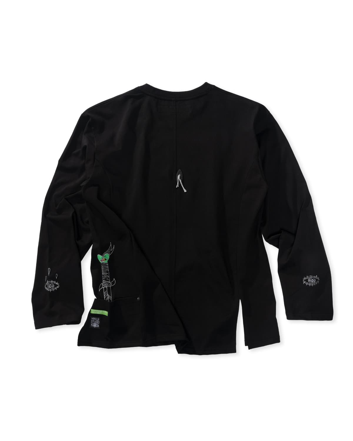 Pocket Point Slit Long Sleeve T-Shirt (Black)