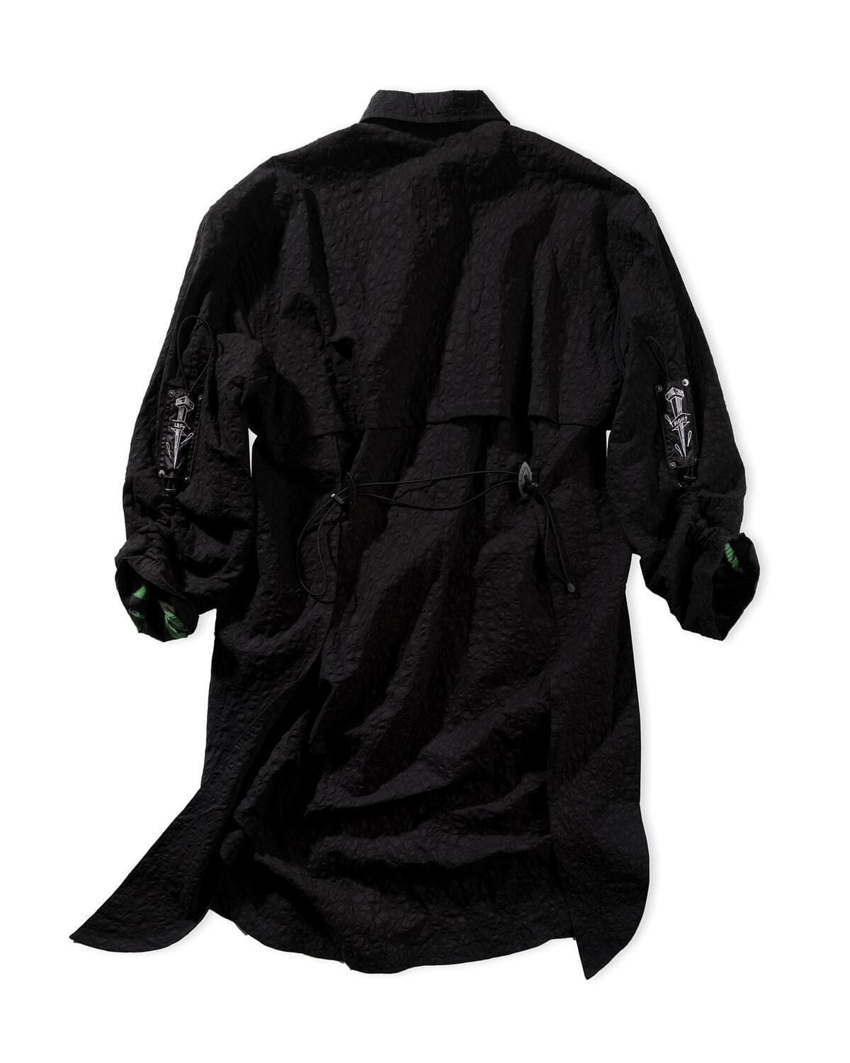 Leopard Shirring Long Shirt Jacket (Black) — vue 3