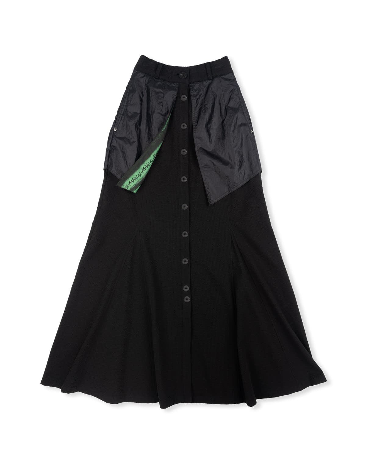 Mix Match Layered Long Skirt (Black) — vue 1