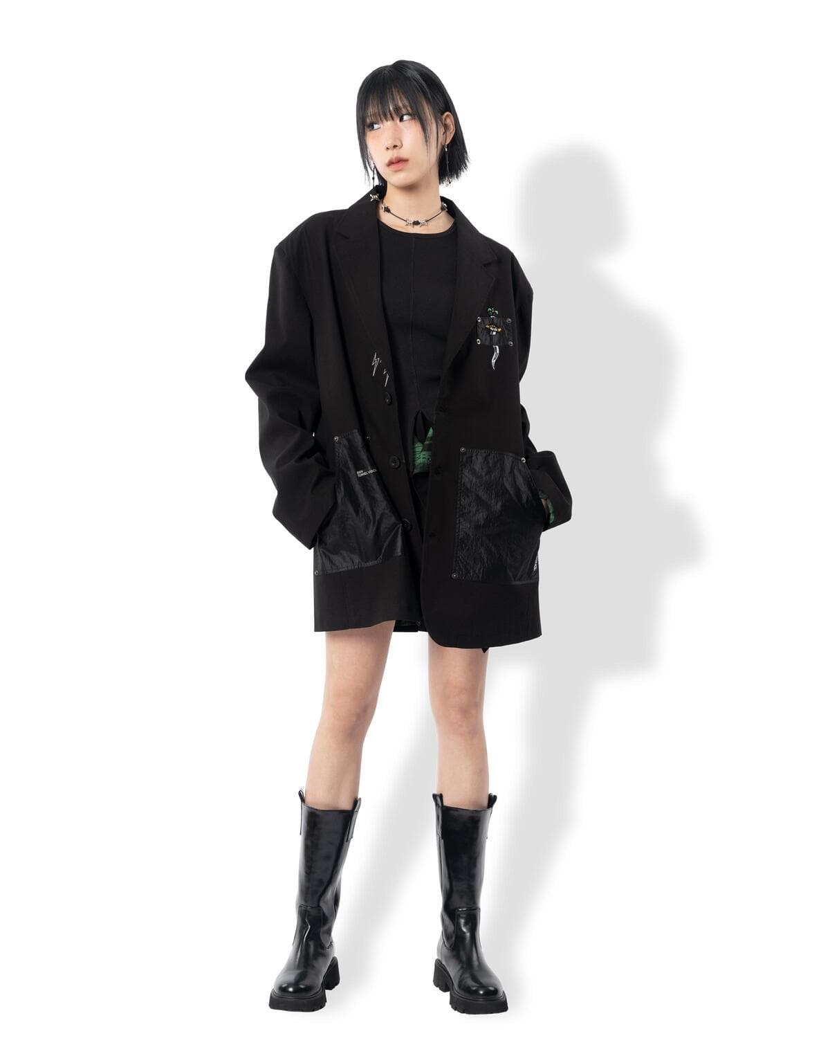 Crease Out Pocket Blazer (Black) — vue 7
