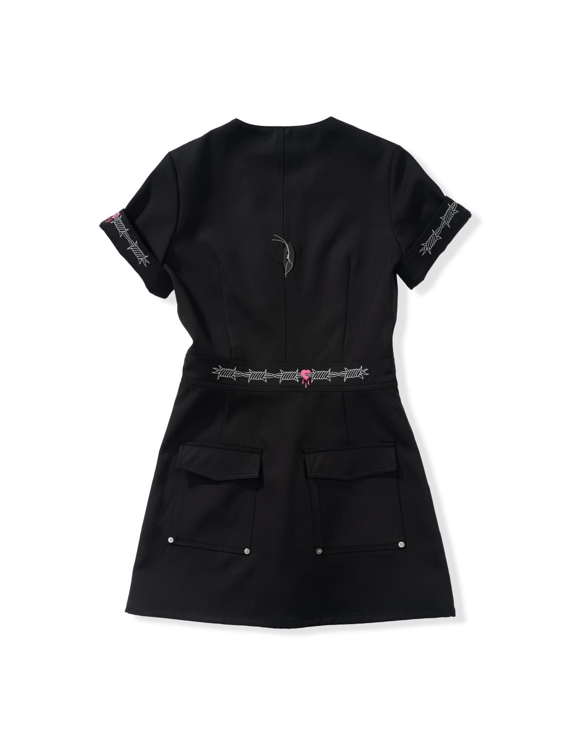 Drape V-neck Tab Dress (Black)