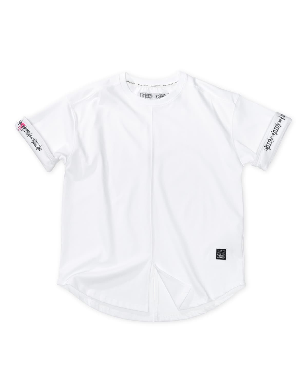 Rolled Sleeve T-Shirt (White) — vue 1