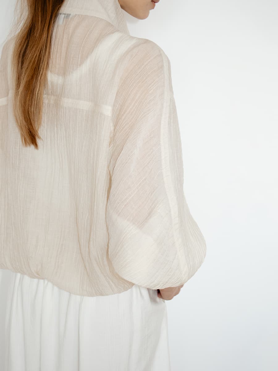 TIR CRINKLE HIGH-NECK BLOUSON_BEIGE — vue 6