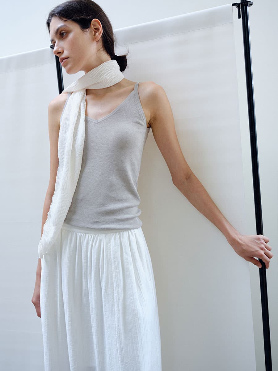 TIR RIB KNIT CARDIGAN & SLEEVELESS SET_ASH BEIGE — vue 4