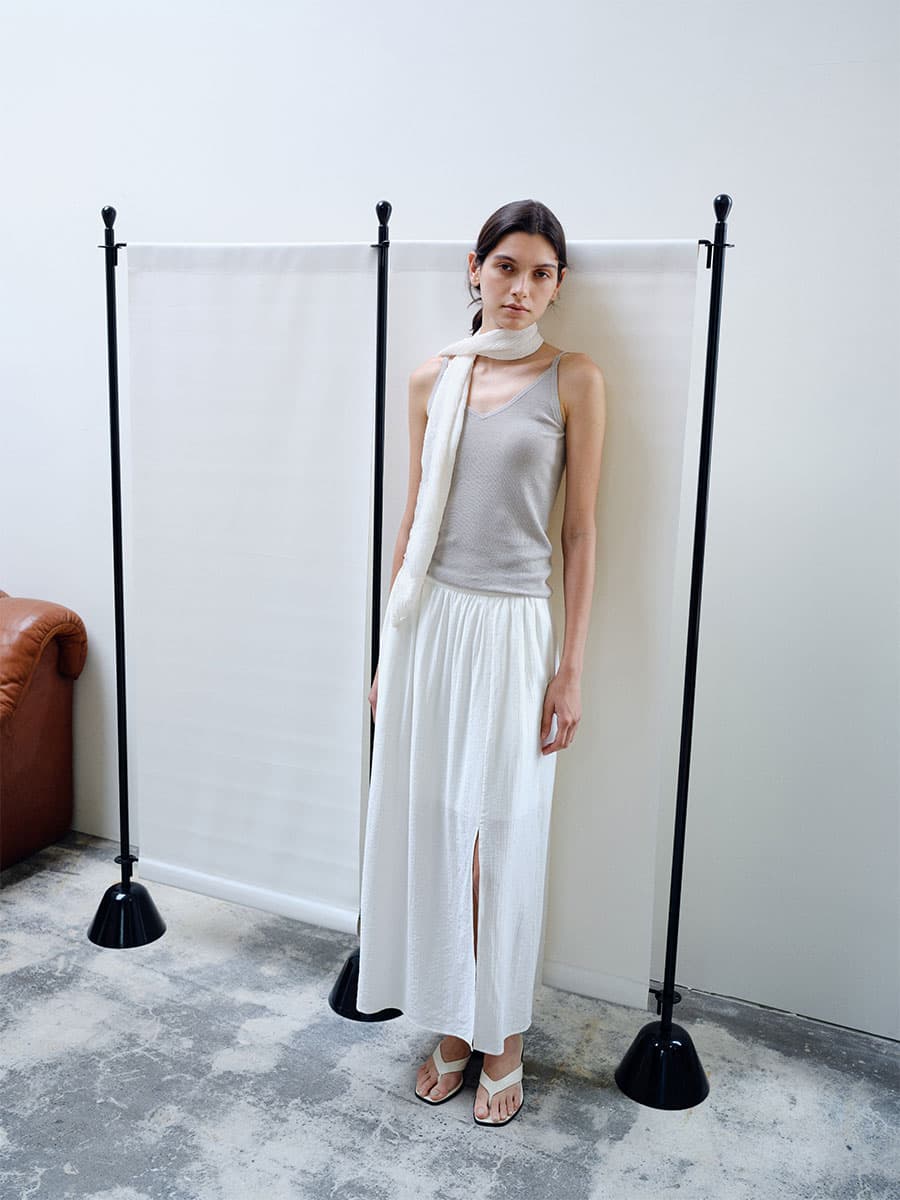 TIR RIB KNIT CARDIGAN & SLEEVELESS SET_ASH BEIGE — vue 1