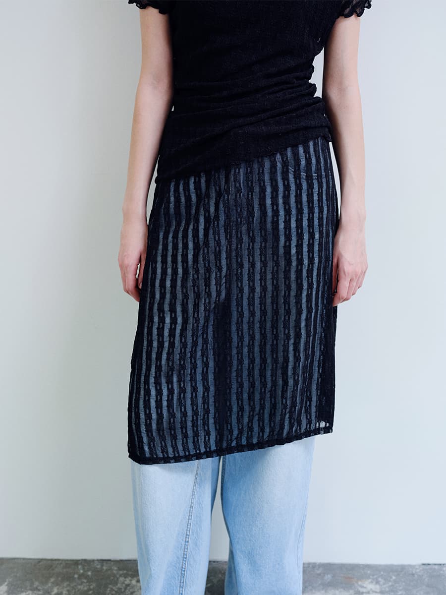 TIR LACE LAYERED SKIRT_BLACK — vue 1