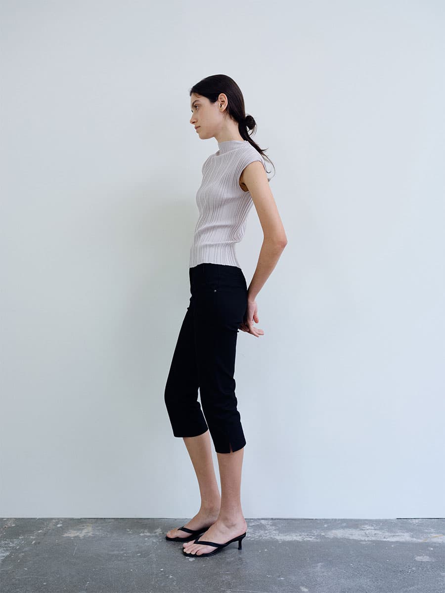 TIR PLEATED KNIT TOP_GREY — vue 1
