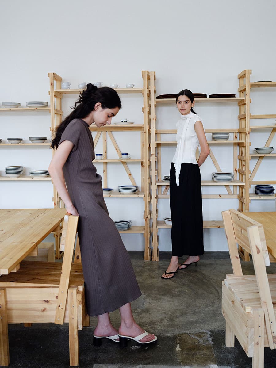 TIR PLEATED KNIT TOP_IVORY — vue 1