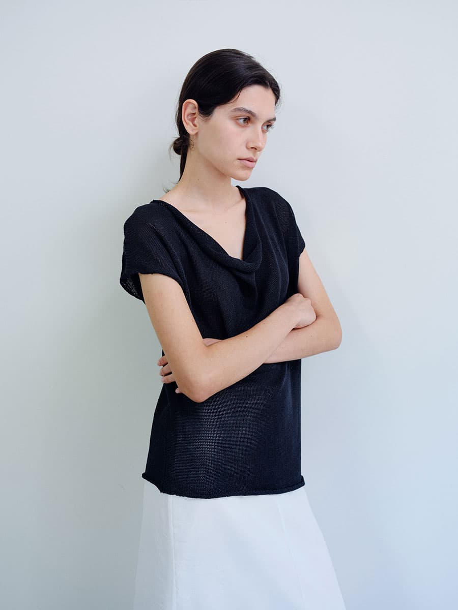 TIR DRAPE NECK KNIT TOP_D-GREY — vue 10