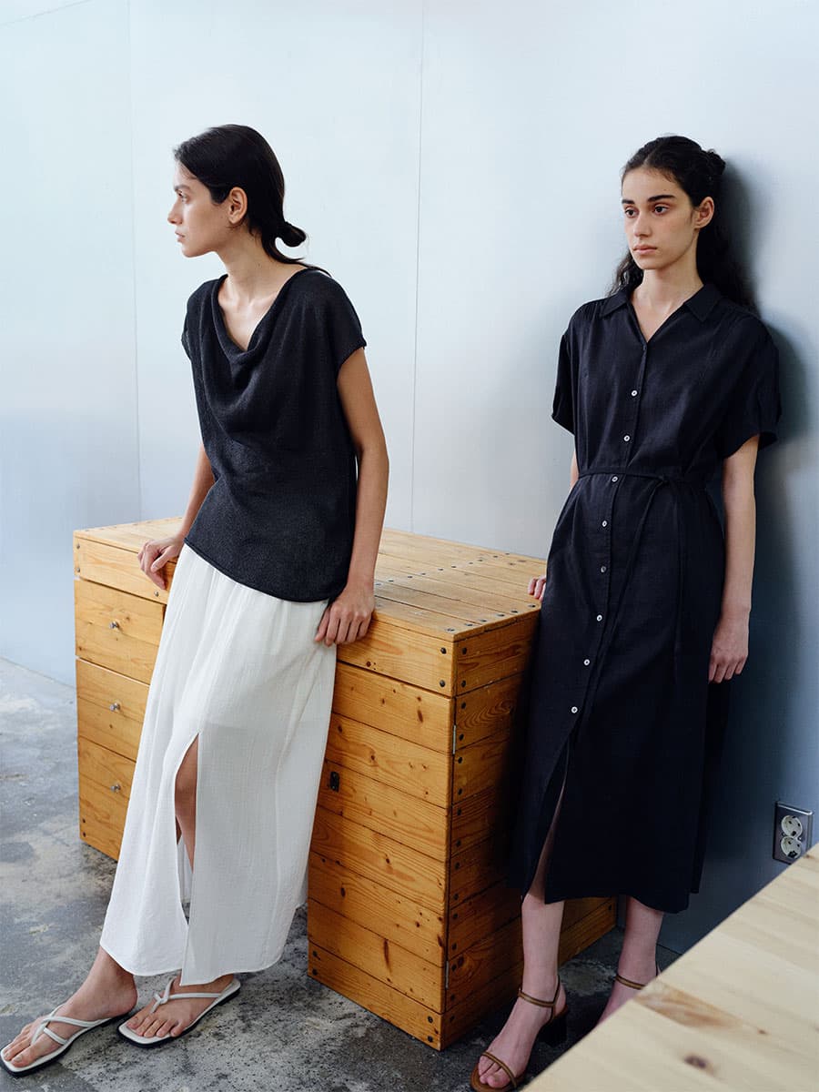 TIR DRAPE NECK KNIT TOP_D-GREY — vue 1