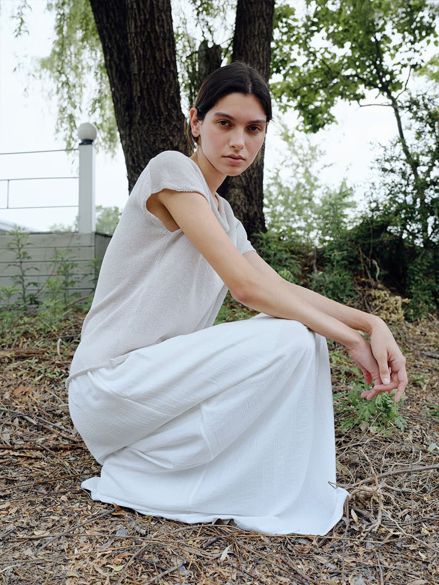 TIR DRAPE NECK KNIT TOP_L-GREY — vue 5