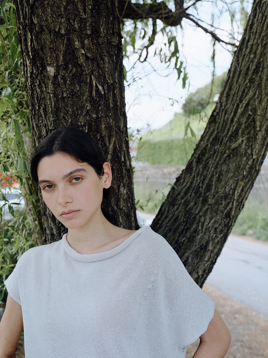 TIR DRAPE NECK KNIT TOP_L-GREY — vue 6