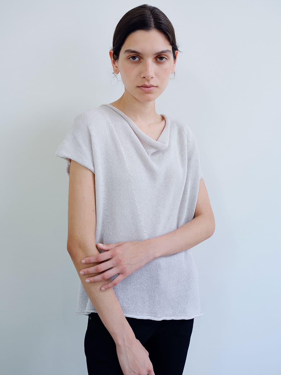 TIR DRAPE NECK KNIT TOP_L-GREY — vue 9