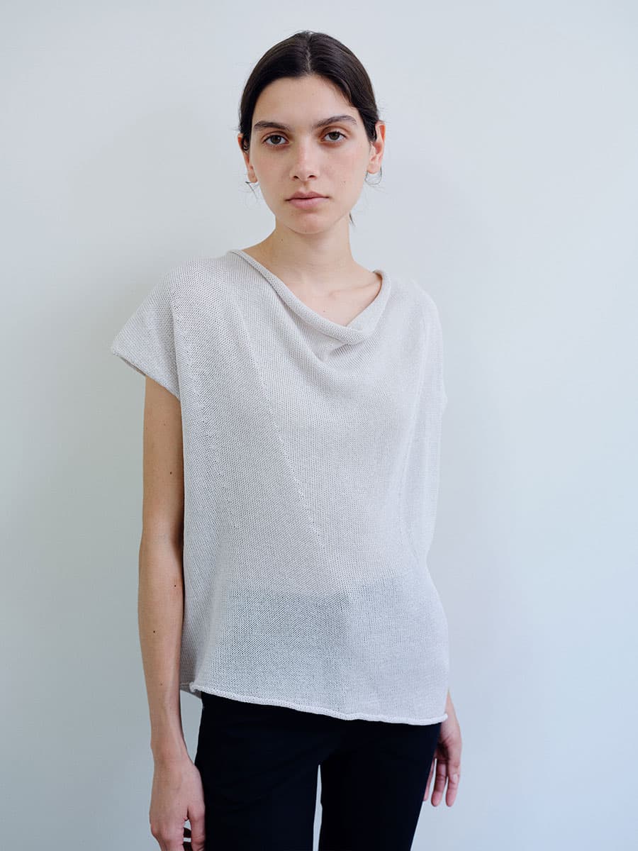 TIR DRAPE NECK KNIT TOP_L-GREY — vue 10