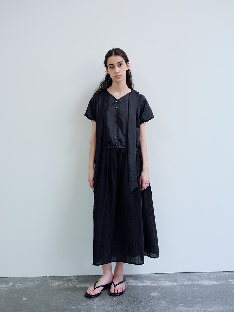 TIR ROLL COLLAR SHINING DRESS_BLACK — vue 5