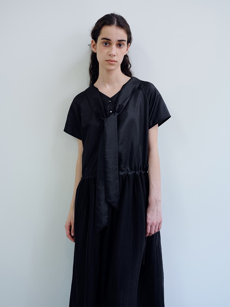 TIR ROLL COLLAR SHINING DRESS_BLACK — vue 1