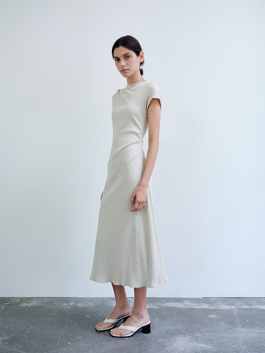 TIR ASYMMETRIC RIBBED COTTON DRESS_BEIGE — vue 6