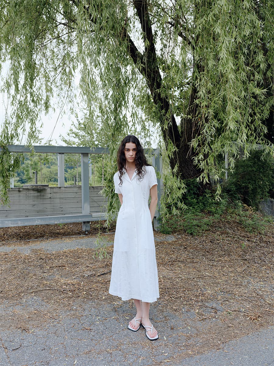 TIR OPEN COLLAR SHIRT DRESS_WHITE — vue 2